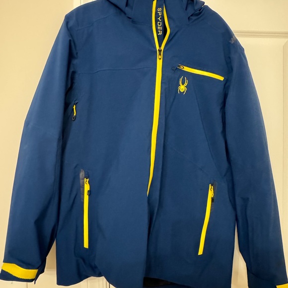 Spyder Men’s XL Leader insulated Jacket.  Like New.  Royal Blue with yellow - Picture 3 of 5